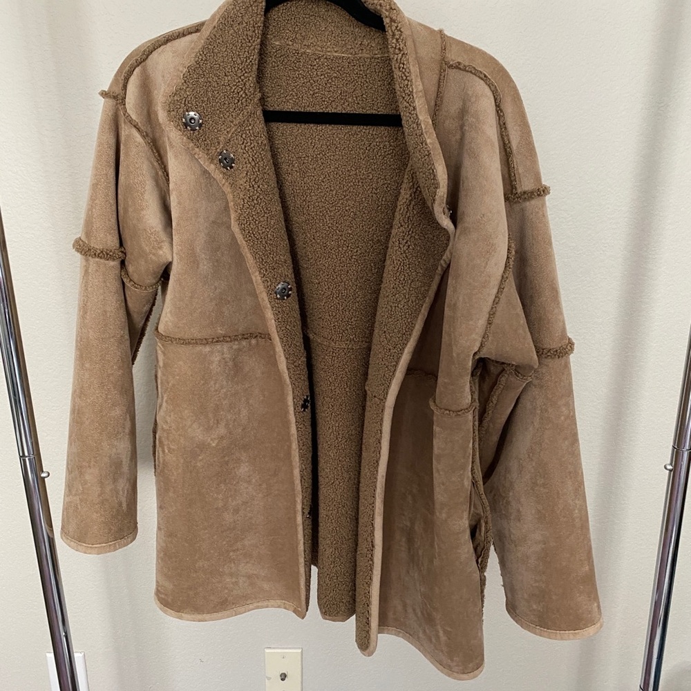 Sanctuary Brandy for Anthropologie Reversible Sherpa Jacket Sz Medium. Like New.